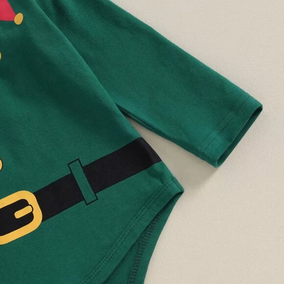 Baby Boys Christmas Elf Long Sleeve Bodysuit Outfit Set - Picture 4 of 8